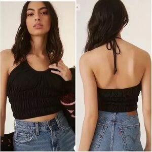 Anthropologie Sunday in Brooklyn Ruched Halter Tank Top Crop, size Small Petite